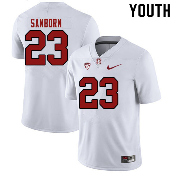 Youth #23 Ryan Sanborn Stanford Cardinal College Football Jerseys Sale-White - Click Image to Close